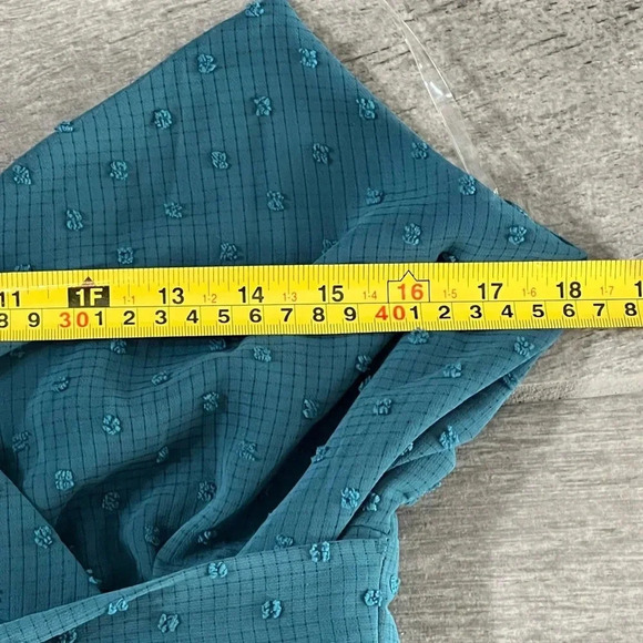 NWT Allison & Kelly Waist Tie Ruffle Hem Romper Size XL Teal Spaghetti Straps - Picture 7 of 12